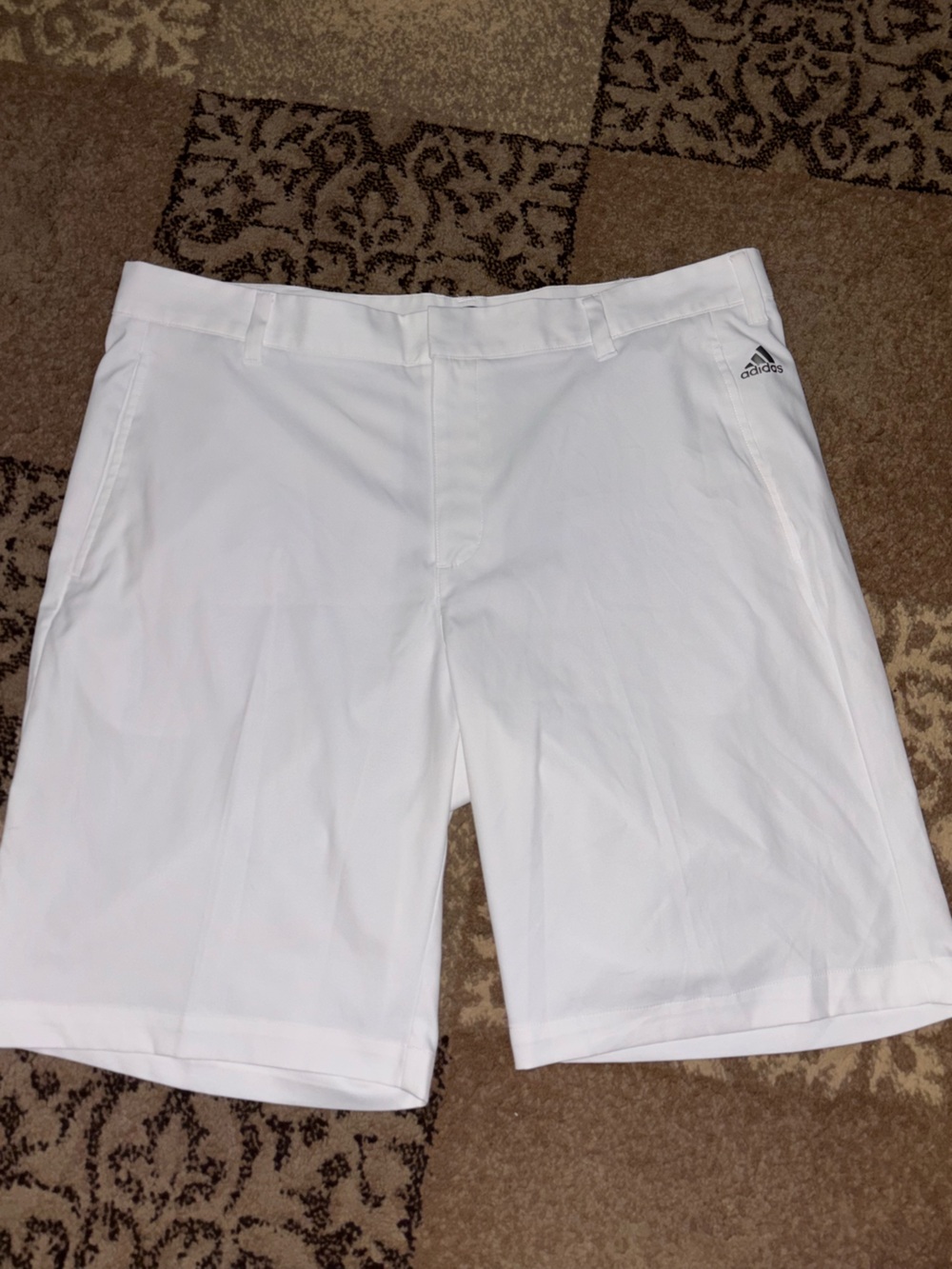 adidas White Men's Flat Front Performance Shorts
